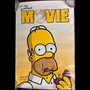 The Simpsons Movie Original 2007 Poster Homer Donut July 27 Release Promo 13x20